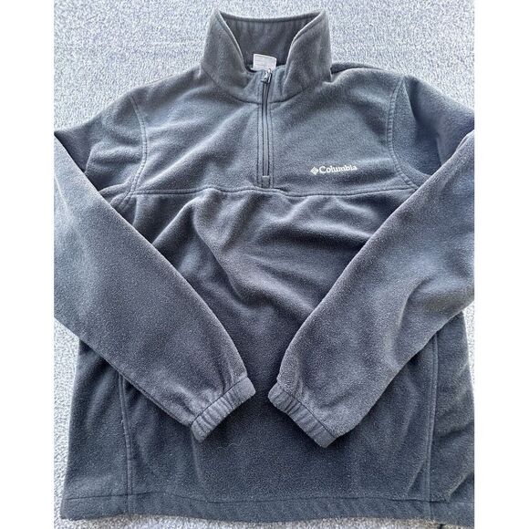 Columbia‎ Pullover Men's X-Large Black Fleece 1/4 Zip Mock Neck Logo Jacket Coat - Picture 1 of 11